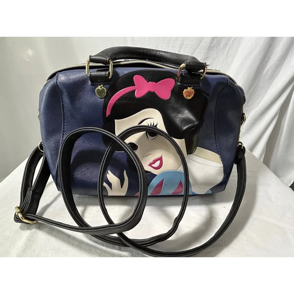Loungefly Disney Snow White Navy Blue Saffiano Satchel Crossbody Bag Apple #975
